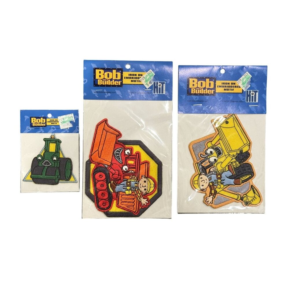 Bob The Builder Embroidered Iron On Patches Set of 3 NEW FS